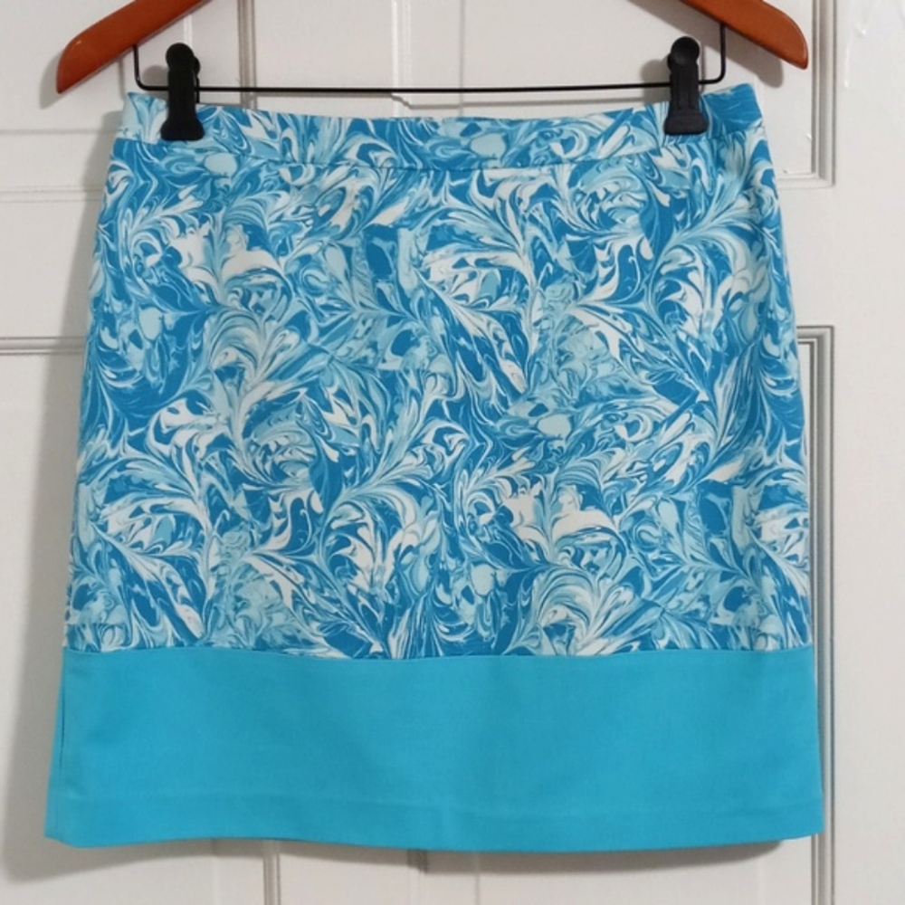 🌊Michael Kors🌊 - Turquoise/White Marble Lake Swirl Stretch Mini Skirt
